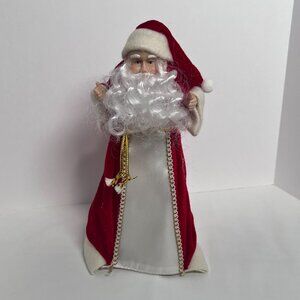 Vintage Christmas Santa Claus Tree Topper 9" Red Velvet Robe Saint Nick‎ Holiday